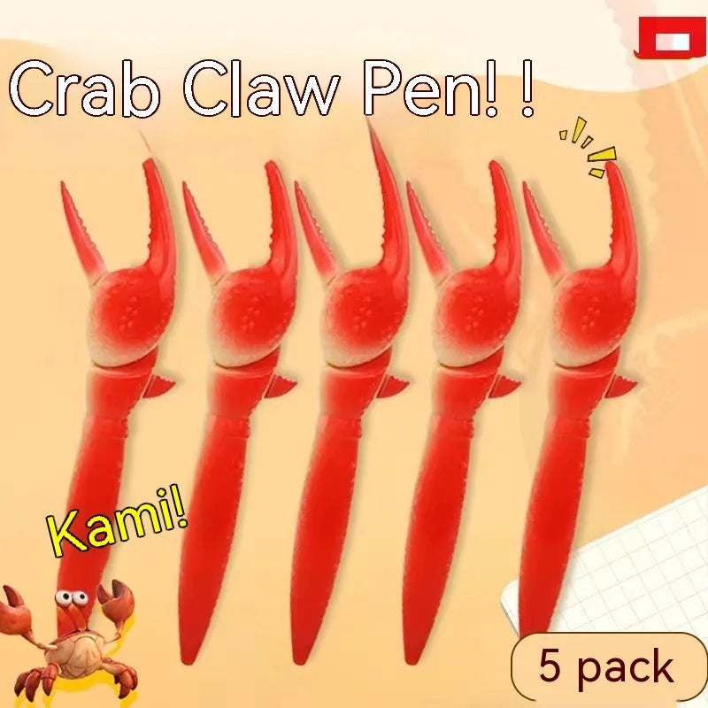Crab-shaped clip ballpoint pen with spring mechanism that moves when pressed