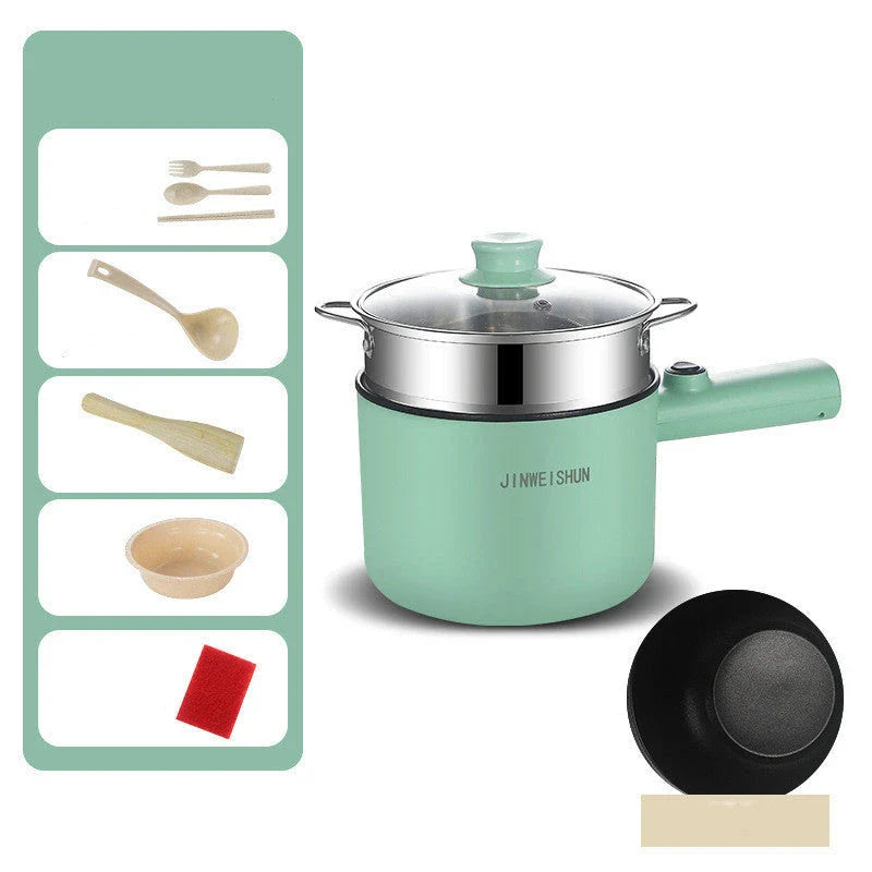 Versatile electric hot pot with stainless steel construction and non-stick interior for easy cooking and cleaning