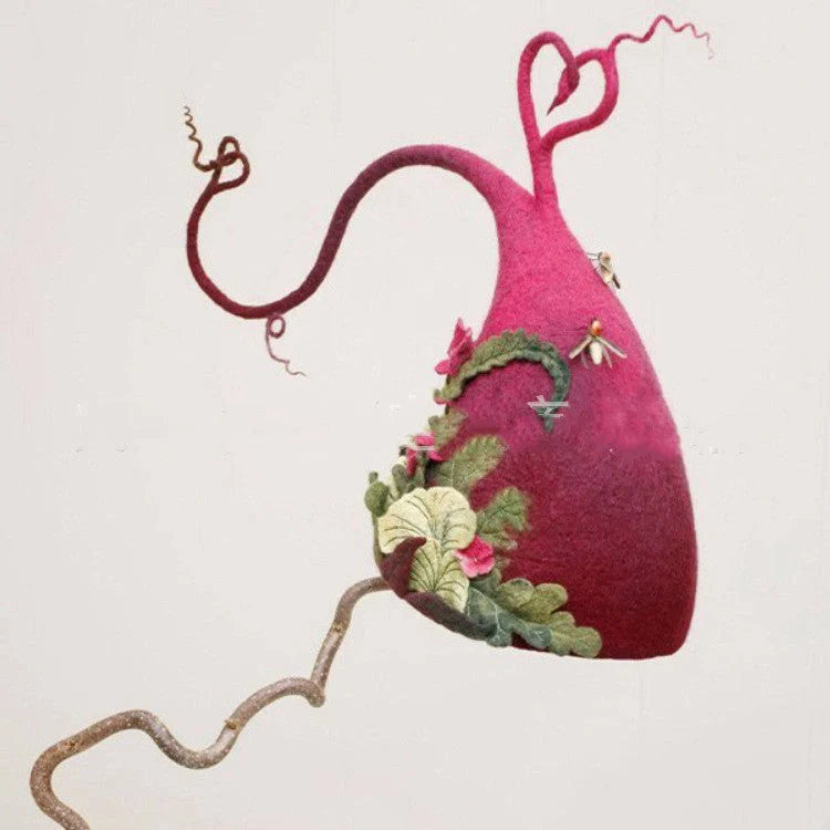 Handcrafted merino wool witch hat in various colors for Halloween and cosplay