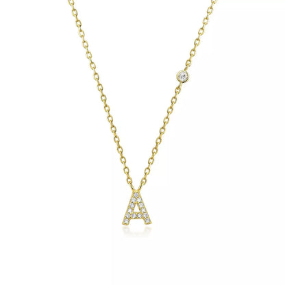 Custom Initial Necklace with sparkling CZ pendant, available in gold or silver finish
