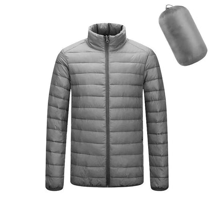 Men's lightweight hooded jacket in various solid colors with zipper closure and stylish design