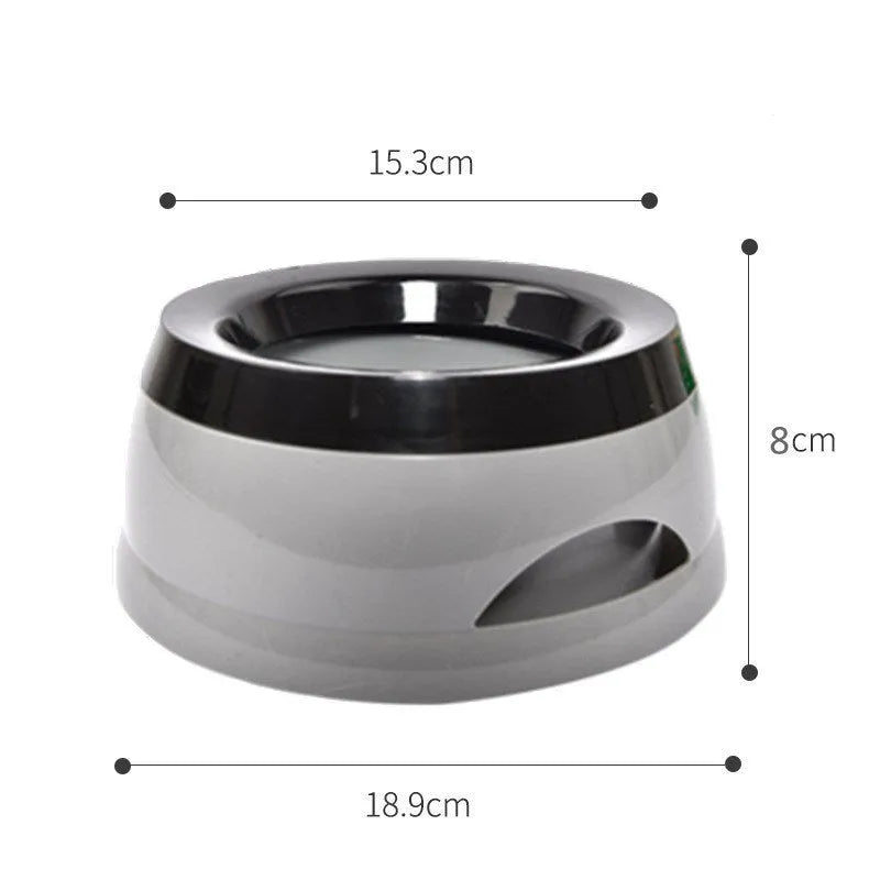 No-spill floating pet drinking bowl for dogs and cats in plastic with 750ml capacity portable pet feeder for dry food and water in grey green pink or blue design 15.3 x 18.9 x 8 cm