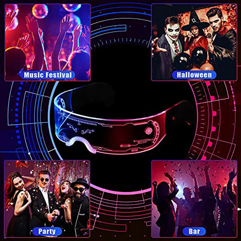 Vibrant LED party glasses with customizable color-changing effects, perfect for festivals, concerts, and celebrations