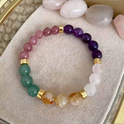 Peach Blossom Natural Stone Bracelet for women with mixed materials and unique stones