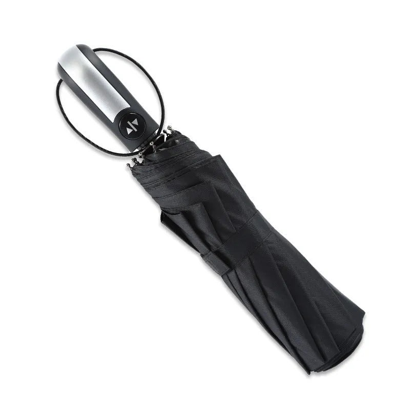 Business No Plus-sized Sun-shade Umbrella open, showing black NC fabric with 10 steel ribs and rubber handle