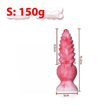 Pink platinum silicone women's masturbation device showing Berserker S and M size options