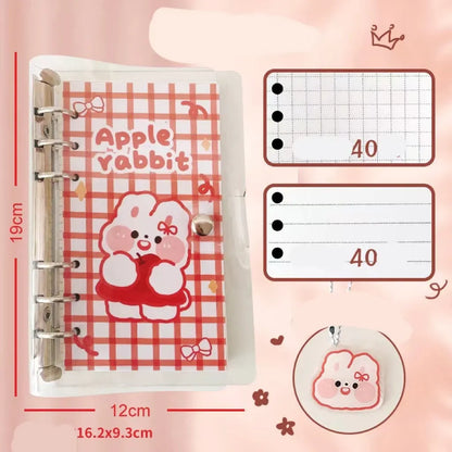 A6 student notebook with character design showing 6-hole binding and 90x170mm dimensions