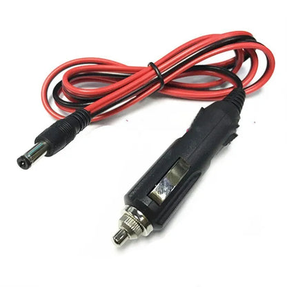 Black 12V car charging cable with cigarette lighter plug and DC5.5 connector for powering vehicle equipment