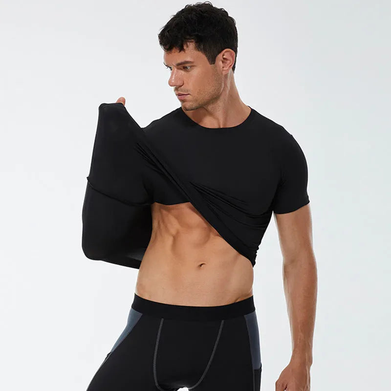 Men's solid colour short sleeve shirt in quick-drying polyester available in multiple sizes