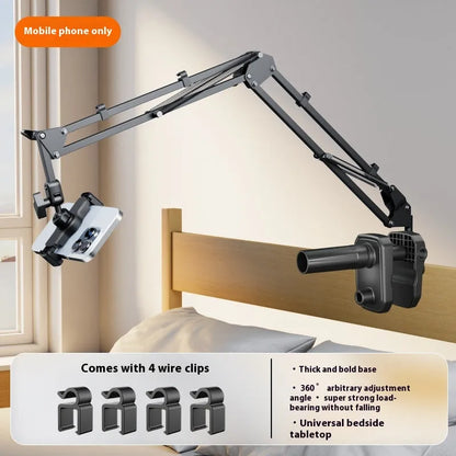 Metal cantilever bracket bedside table with 4 clips for mobile phone and tablet, universal clamp-on tray