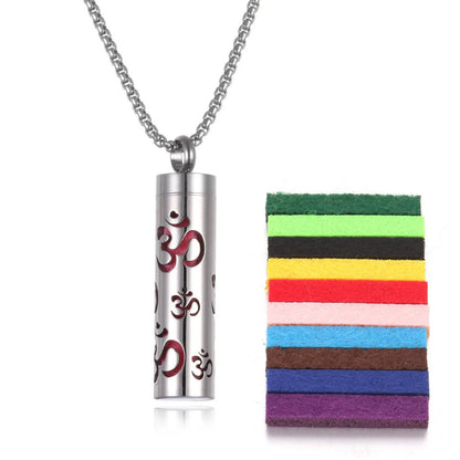 Titanium steel aromatherapy pendant with essential oil diffuser in various color options