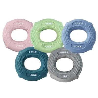 Silicone spring grip strength tester, portable hand exerciser for fitness equipment with 20-80 pound options