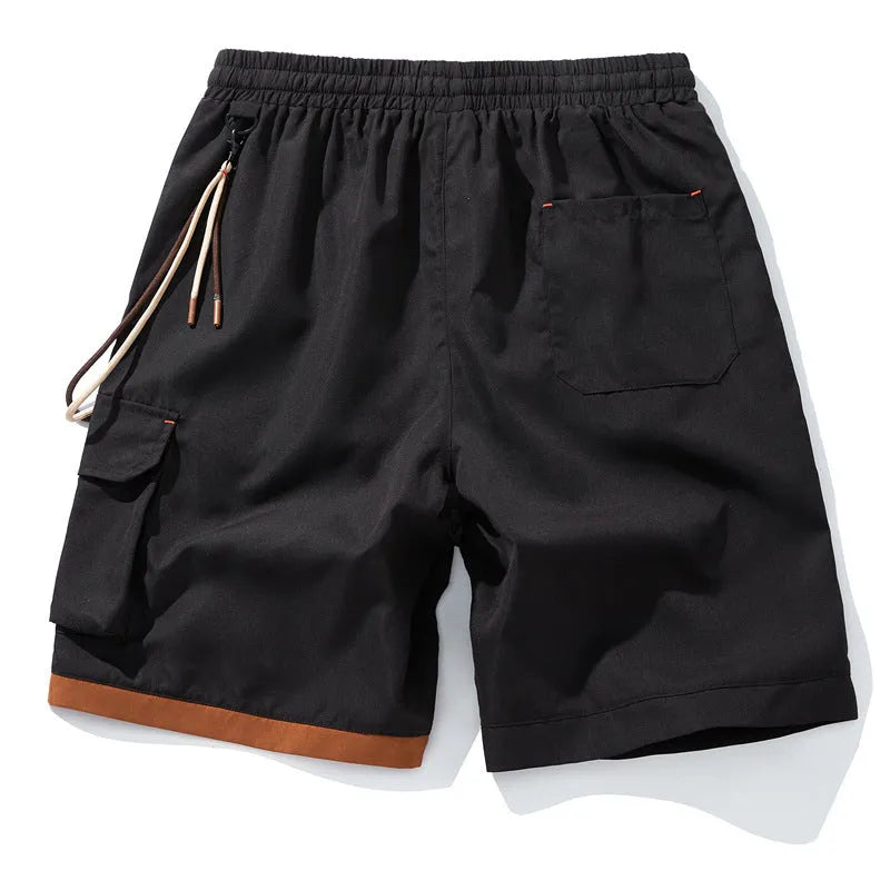 Men's plus size bamboo fibre shorts in coffee colour with straight-leg design and cropped length for athletic activities