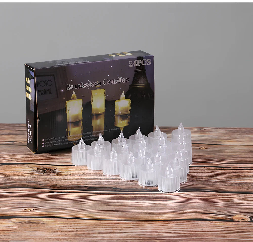 Electronic festival candles in diamond and gear designs, 3.6cm diameter with 5cm, 6.5cm, and 8cm height options