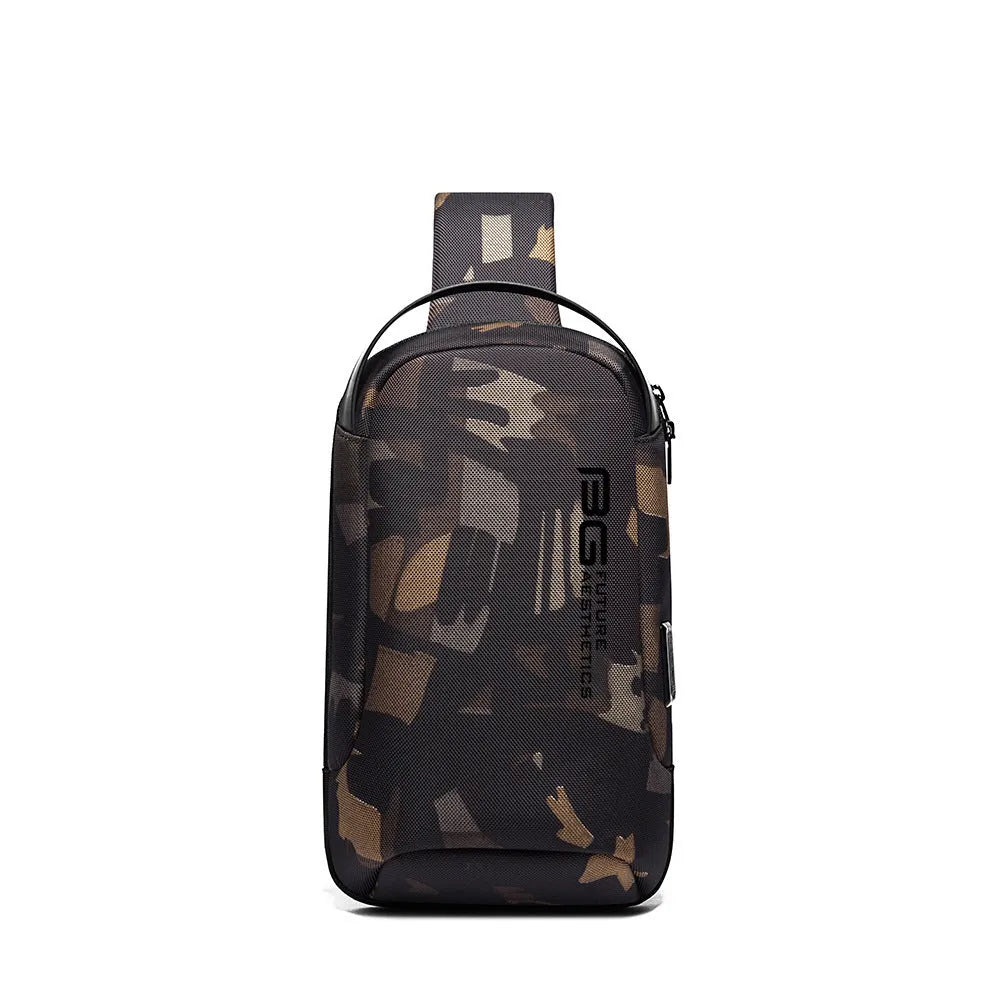 Men's Oxford cloth USB shoulder bag for business travel with polyester lining