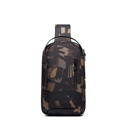 Men's Oxford cloth USB shoulder bag for business travel with polyester lining