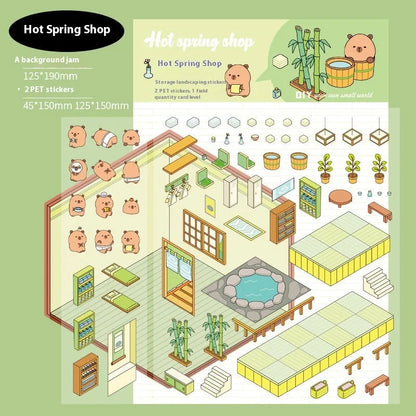 Capabala pre-cut landscaping hand account stickers in eight shop-themed colours on a white background.