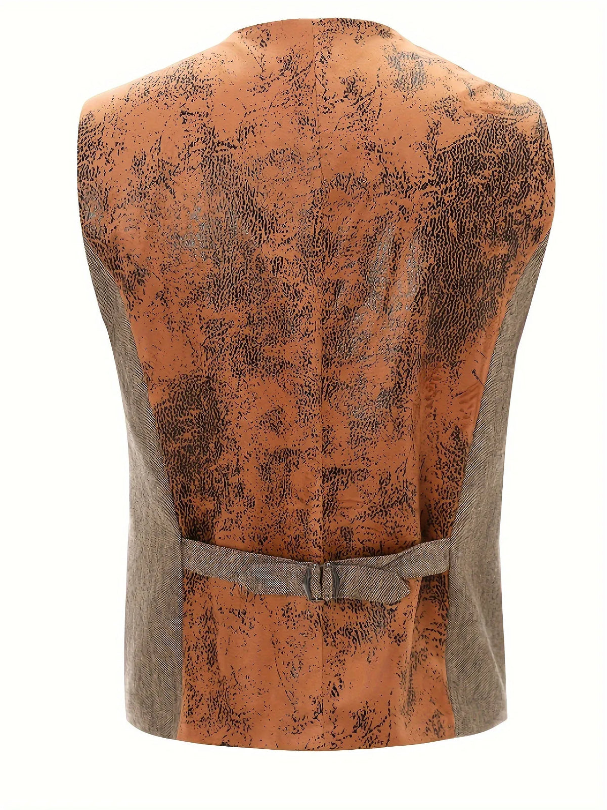 Men's brown sleeveless contrast waistcoat in British style with steampunk and American retro influences, sizes L to XXXL.