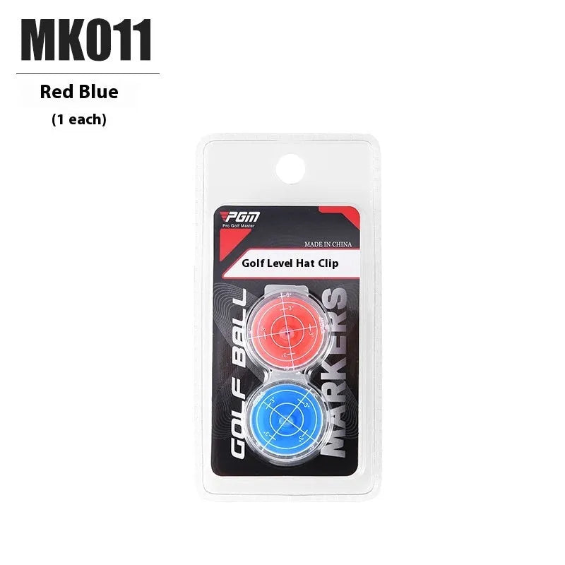 Golf hat clip ball marker, 25mm plastic balance tool in red and blue, clip-on hat accessory