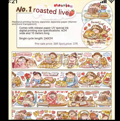 Haemorrhoid tape packaging stickers with cute cartoon characters on Japanese paper, 42 style options