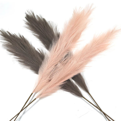 110cm long pampas simulation reed grass with 18 forks in dark grey colour, measuring 76cm hair length