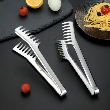 23cm stainless steel kitchen food tongs with secure grip mechanism for cooking