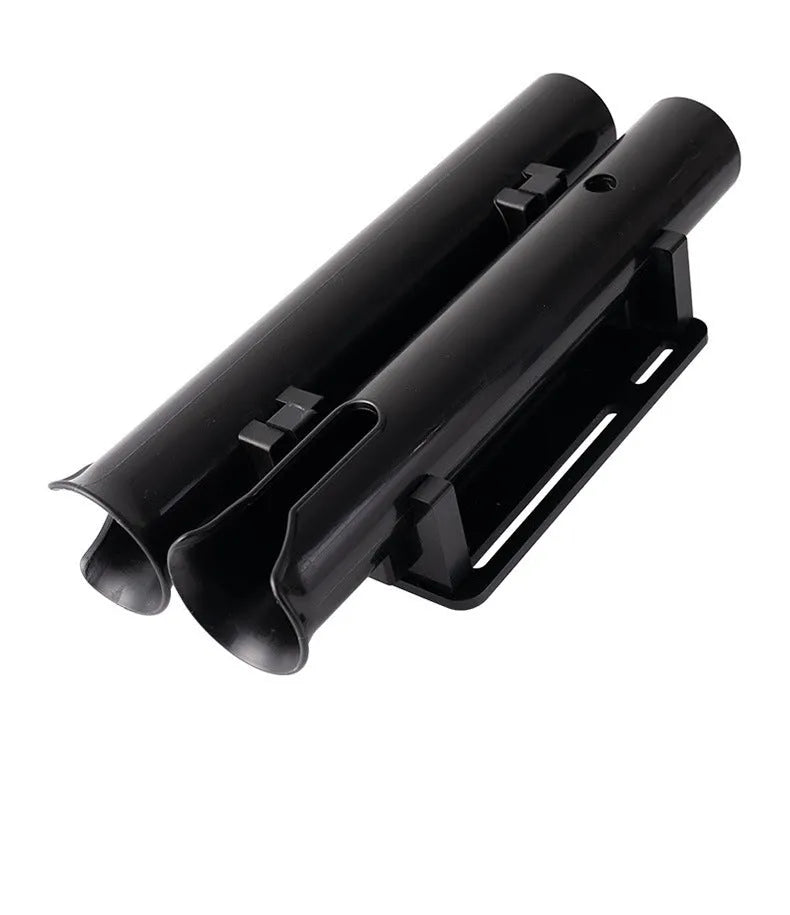 Plastic fishing rod rack with carbon clamp for motorcycle and electric bicycle mounting
