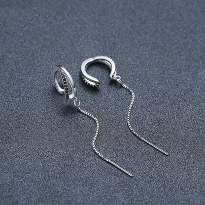 Black Geometric Copper Tassel Ear Clip for Women - Stylish & Durable