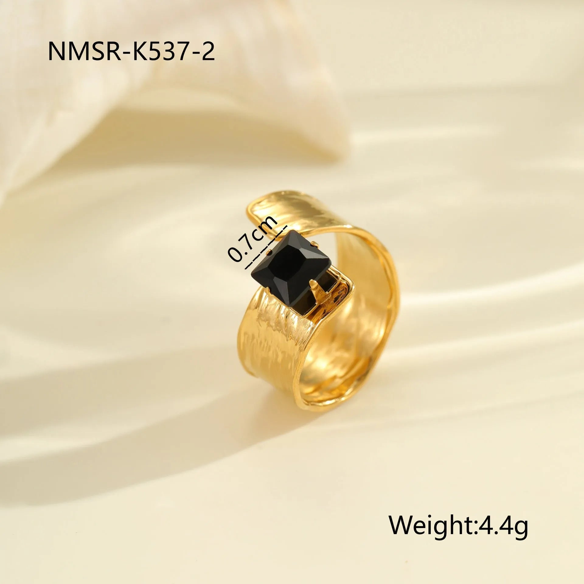 Titanium steel open mouth ring with geometric design and inlaid zircon stones for women
