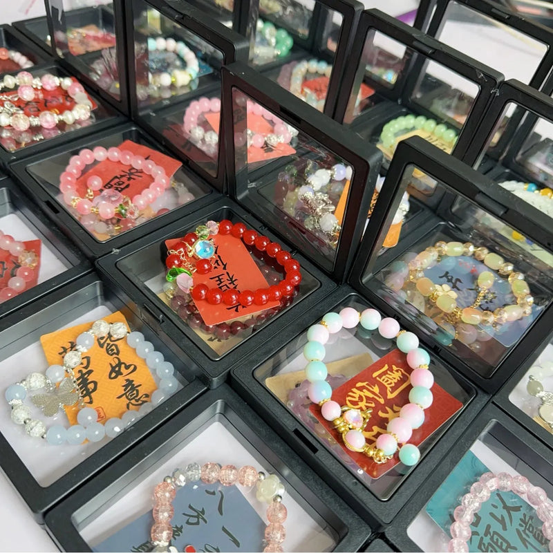 Night Market Temple Fair Bracelet in coloured glaze for women with baking varnish finish, suitable as an anniversary gift featuring leaf, star, drop shape and bow charm designs with princess style in Chinese New Year theme