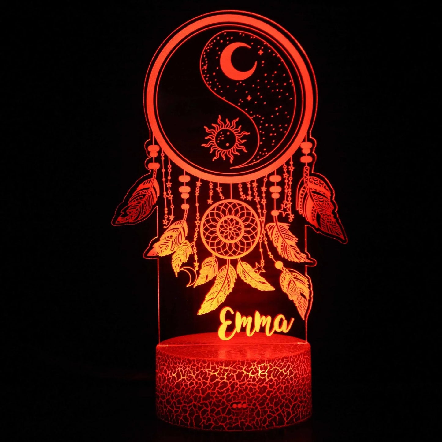 3D LED night lamp with touch control black base and colourful cartoon design