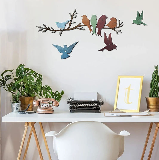 Iron bird branch wall decoration measuring 40cm by 10cm in European-style design