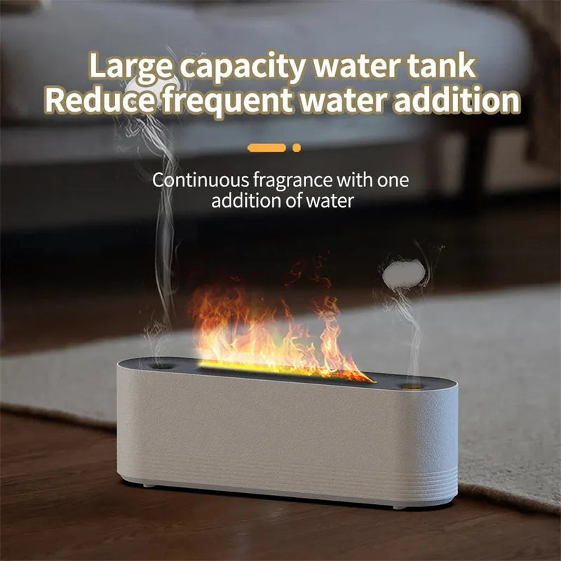 Flame Air Humidifier Ultrasonic Cool Mist Maker with 7 Colour LED Lights, Aroma Diffuser and Essential Oil Function for Home Office Decor, Black or White Plastic Design with 0.5L Water Tank and 300mm Height