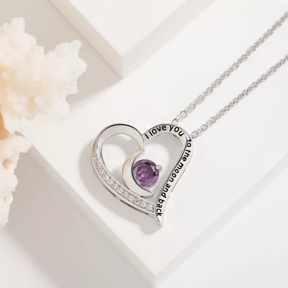 Heart-shaped love necklace with rhinestones and letters, available in multiple colors
