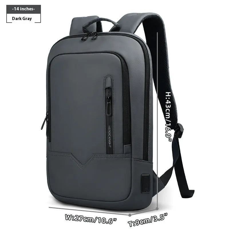 Lightweight men's polyester commuter backpack with USB charging port in multiple colour options.