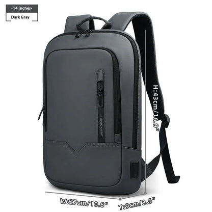 Lightweight men's polyester commuter backpack with USB charging port in multiple colour options.