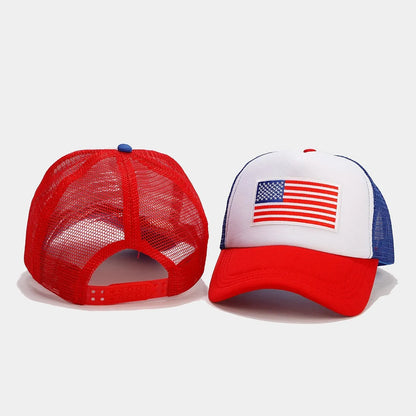 Red and blue colour option baseball cap with dome crown and adjustable strap.