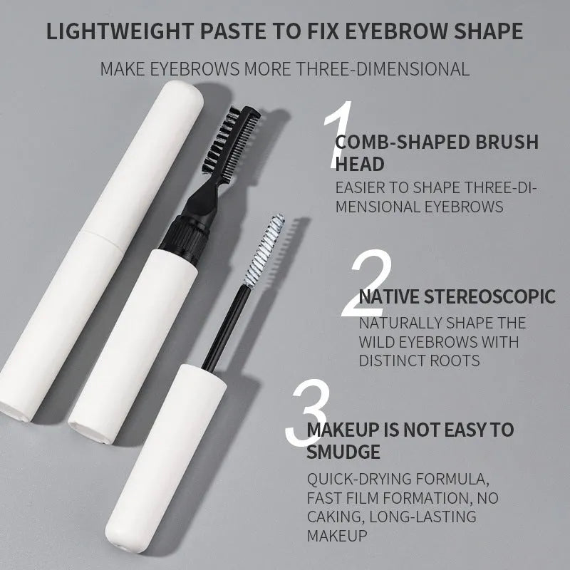 Eyebrow glue styling brush with long-lasting natural finish for creating defined eyebrow shapes, available in pink or white colour options with standard applicator design