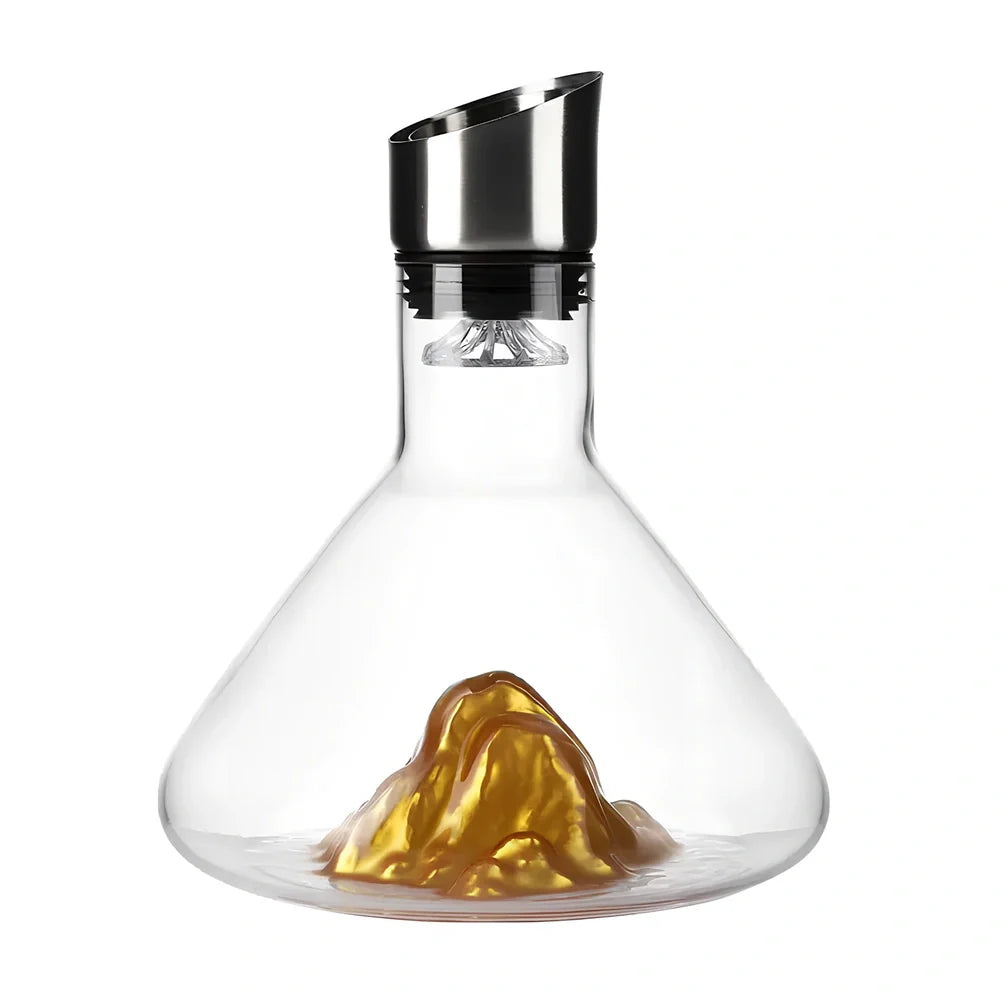 Crystal waterfall wine decanter with 1500ml capacity showing internal aeration channels