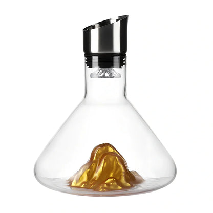 Crystal waterfall wine decanter with 1500ml capacity showing internal aeration channels