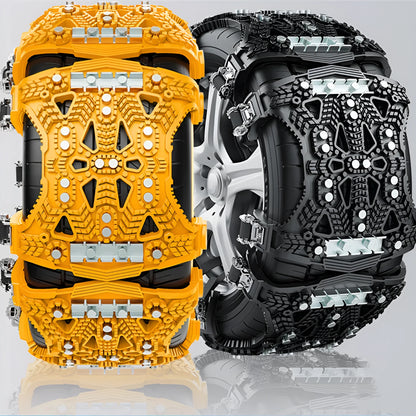 Universal steel plate tire chains for cars and SUVs with installation tools and accessories