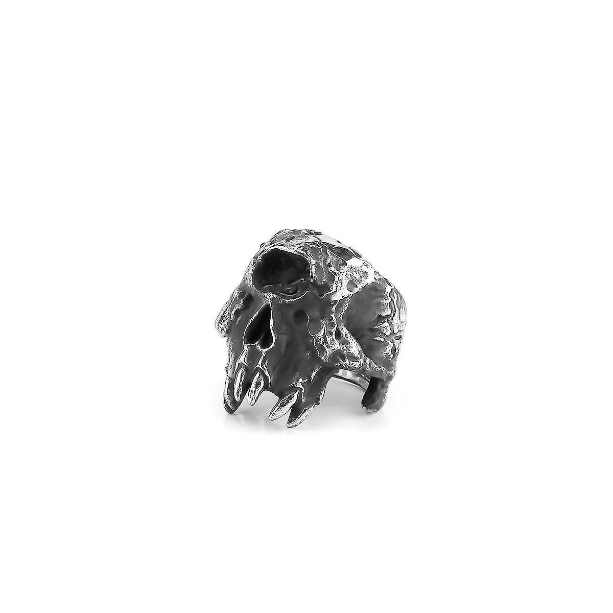 Alloy skull ring with one-eyed design and electroplated finish in retro punk style
