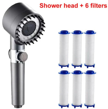 Premium high-pressure rainfall shower head with multiple spray modes and filtration for a refreshing and relaxing bathing experience
