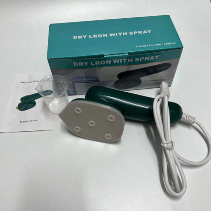 Dark green handheld portable garment ironing machine with titanium panel