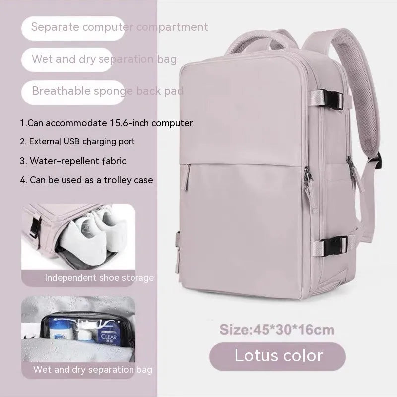 Large capacity waterproof mummy backpack in mint green colour with nylon material and 30-litre storage