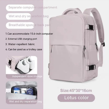 Large capacity waterproof mummy backpack in mint green colour with nylon material and 30-litre storage