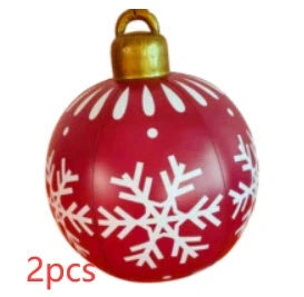 Vibrant, inflatable 60cm Christmas ball decorations in various patterns and colors for indoor and outdoor holiday display