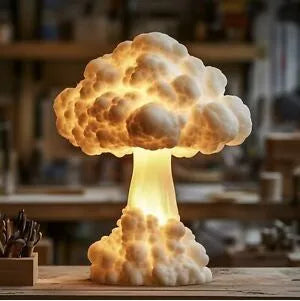 Modern art mushroom cloud shaped table lamp with USB cable, 20cm height on 15cm base