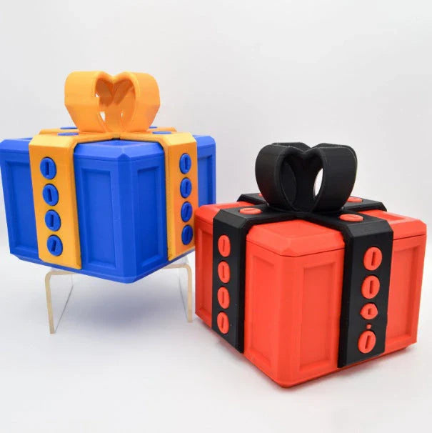 Playful 3D Prank Gift Box in various color combinations - a unique and quirky novelty item for any occasion