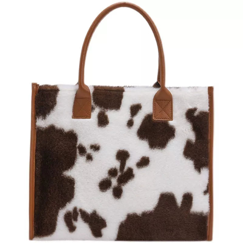 Korean Style Large-capacity Handbag with Leopard Print in Leopard Brown, Milky Brown, and Milky Pink